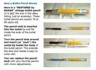 RESTORED Vintage Bullet Pencil - MT.  Rushmore,  Black Hills,  SD EF - 1341 5