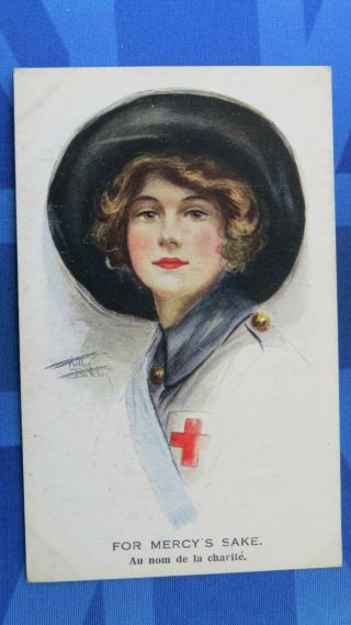 Ww1 Arthur Butcher Patriotic Postcard 1914 1918 Red Cross Nurse Suffragette