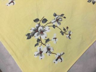 Vintage Wilendur Dogwood Tablecloth Yellow Background –