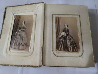 Small Antique Victorian Carte De Visite Album 29 Cards - Some Wear And Tear