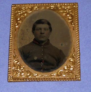 Antique Tintype Of A Young Man In Uniform