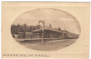C.  P.  R.  Railroad Station,  St.  Jean,  Quebec,  Canada Embossed Vintage Postcard