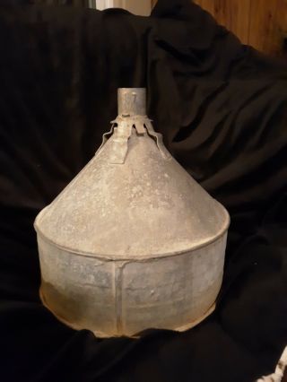 Vintage Large Galvanized Farm Tractor Funnel: Light Fixture Repurpose Upcycle