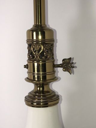 Exc Vtg White Porcelain Stiffel Brass Lamp Hollywood Regency Mid Century Modern 4