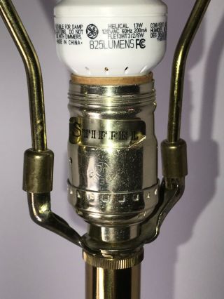 Exc Vtg White Porcelain Stiffel Brass Lamp Hollywood Regency Mid Century Modern 8