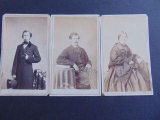 19 Antique Cdv Photographs With Revenue Stamps On The Back