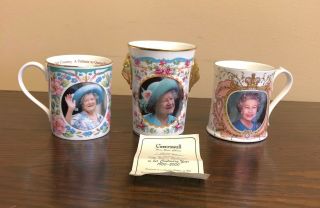 Queen Elizabeth Ii & Queen Mother Commemorative Mugs 70th,  75th,  100th