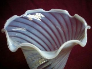 Old White Opalescent Swirl Glass Lamp Shade Globe Chandelier Light 2 1/8” Fitter 2