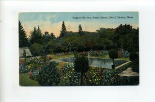 North Easton Ma Mass Antique Postcard,  Ames Estate English Garden,  Pool
