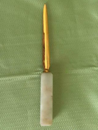 Vintage Brass And Agate Letter Opener