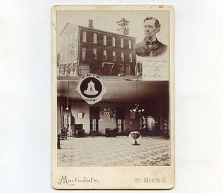 C1890 Cab Card Photo Of Knights Of The Maccabees Building In St.  Marys,  Ohio
