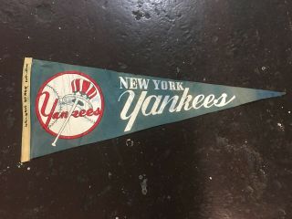 York Yankees Baseball Vintage 1960s Felt Pennant Flag Banner Mickey Mantle