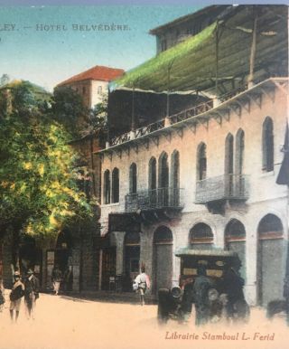 Lebanon Vintage Postcard Aley Hotel Belvedere.  1920s Very Rare Stamboul Ferid Ed