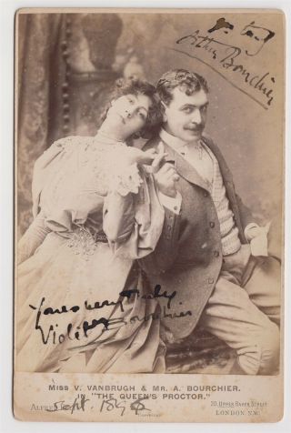Stage Cabinet - Violet Vanbrugh & Arthur Bouchier,  Husband And Wife Actors,  Signed