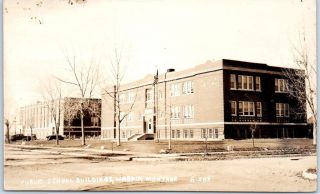 Hardin,  Montana Rppc Postcard " Public School Buildings " Cecil Nixon Photo C1940s