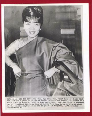 Mrs Ngo Diah Nhu Woman First Lady Viet Nam South Asian 1963 Vintage Press Photo