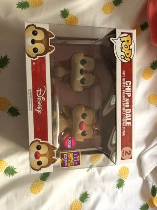 Sdcc Summer Con 2017 Funko Pop Exclusive Flocked Chip And Dale Disney 2 - Pack