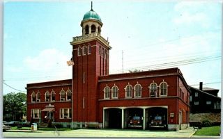 Beaver Falls,  Pennsylvania Postcard City Hall Fire Station Engines C1950s
