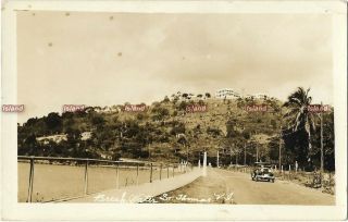 Virgin Islands Rp Postcard.  St.  Thomas.  Break Water.  Car.  Stamps.  1936.