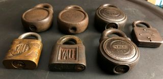 7 Antique Vintage Yale Locks - No Keys - 2