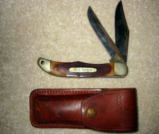 Vintage Old Timer Schrade Usa 250t Folding Knife W/sheath