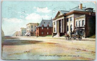 Beaver Falls,  Pennsylvania Postcard " Library,  Post Office & Masonic Hall " 1909