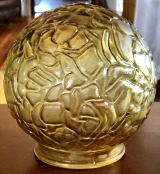 Vintage Amber Glass Geometric Quilted Lamp Shade Light Globe