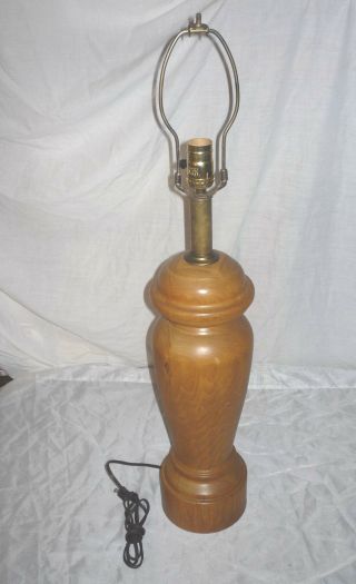 Vintage 30 1/2 " High Solid Turned Wood Table Lamp Cabin Rustic Primitive Decor