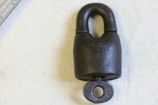 Antique Scandinavian Prison Type Lock Vintage Padlock With Key