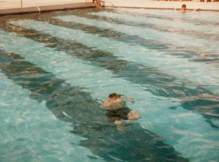 Vintage Abstract Snapshot Blurry Underwater Figure In Pool Swimming Diving Art