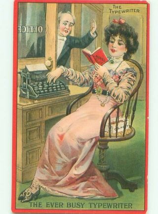 Pre - Linen Suffrage Woman With Typewriter As Secretary In Office Ab8015