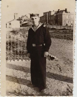 1950s Soviet Army Sailor Soldier Man In Military Uniform Russian Vintage Photo