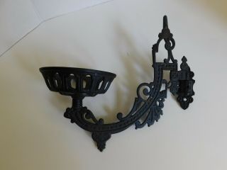 Antique Victorian Cast Iron Wall Mount Oil Lamp Holder W Bracket