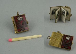 Antique Miniature Book Souvenir 6 Photo Album Locket King Edward Coronation 1902