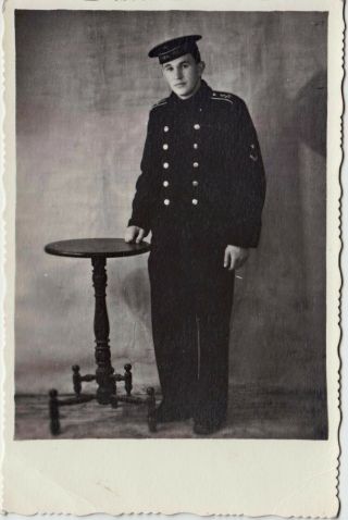 1956 Soviet Army Sailor Man In Military Uniform Naval Russian Vintage Photo
