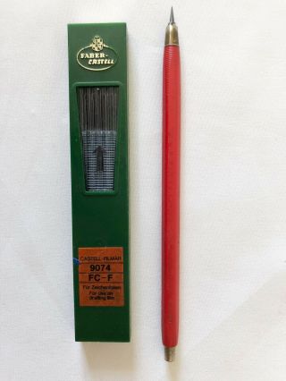 Vintage A.  W.  Faber - Castell Sure - Grip 6400 Red 2.  0mm Drafting Mechanical Pencil.