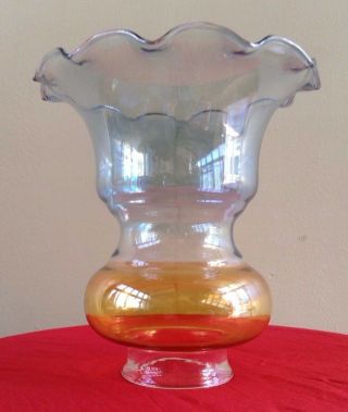 Amber Blue Hand Blown Art Glass Globes Hurricane Light Fixture Lamp Shade