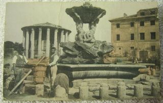 Vintage Rome Italy Postcard " Temple Of Hercules " Black Americana,  Vesta,  Statue