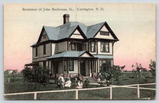 Carrington Nd John Buchanan Sr Home Family On Lawn Livestock Grower C1910