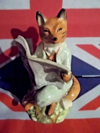 Beatrix Potter Figurine Foxy Whiskered Gentleman Reading A Newspaper Rare Fox