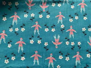 Vintage Cotton 1930s Feedsack? Quilt Fabric Pink Scarecrows Fabric 32 " W 1,  Yd