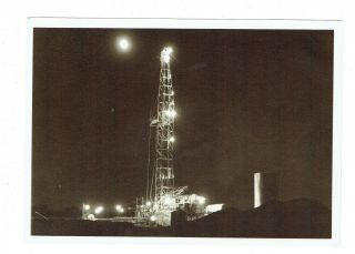 Vintage Photo Print Drilling Rig At Night Early 1950s Great Shape 5 X 7