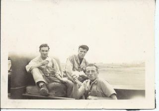 734p Vintage Photo 3 Young Guys Hamming It Up For The Camera Back Of Truck Eat