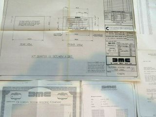 Delorean Motor Company Blueprint For Label,  Vin Docs,  Stock Certificate Docs
