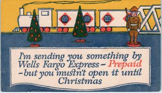 Wells Fargo Express Co Poster Style Advertising Christmas C1920s Postcard