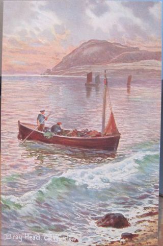 Irish Art Postcard Bray Head Wicklow Dublin Ireland Sailboats Hildesheimer 5837