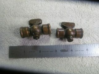 (2) Vintage Brass Shut - Off Valves,  1/4 - 18 Pipe Thread,  Usa Made
