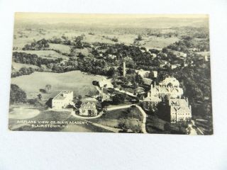 Vintage Airplane View Of Blair Academy Blairstown Nj Postcard Black & White