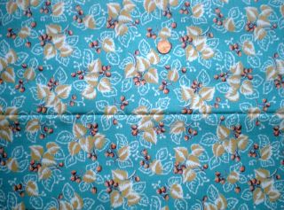 Floral On Aqua Full Vtg Feedsack Quilt Sewing Doll Clothes Craft Sewing Fabric