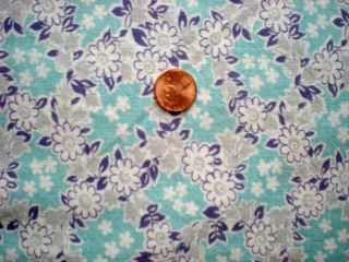Floral Vtg Feedsack Quilt Dollclothes Sewing Craft Cotton Fabric Turquoise Navy